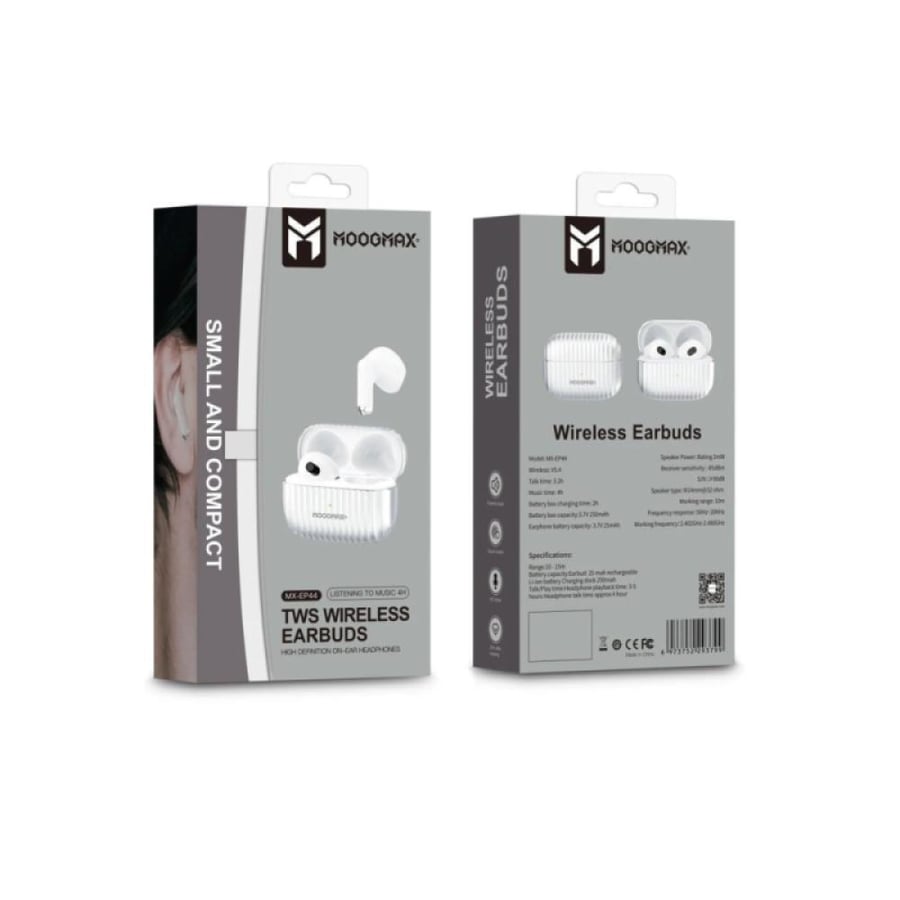 Moog Max Wireless Bluetooth Earphones - White - MX-EP44