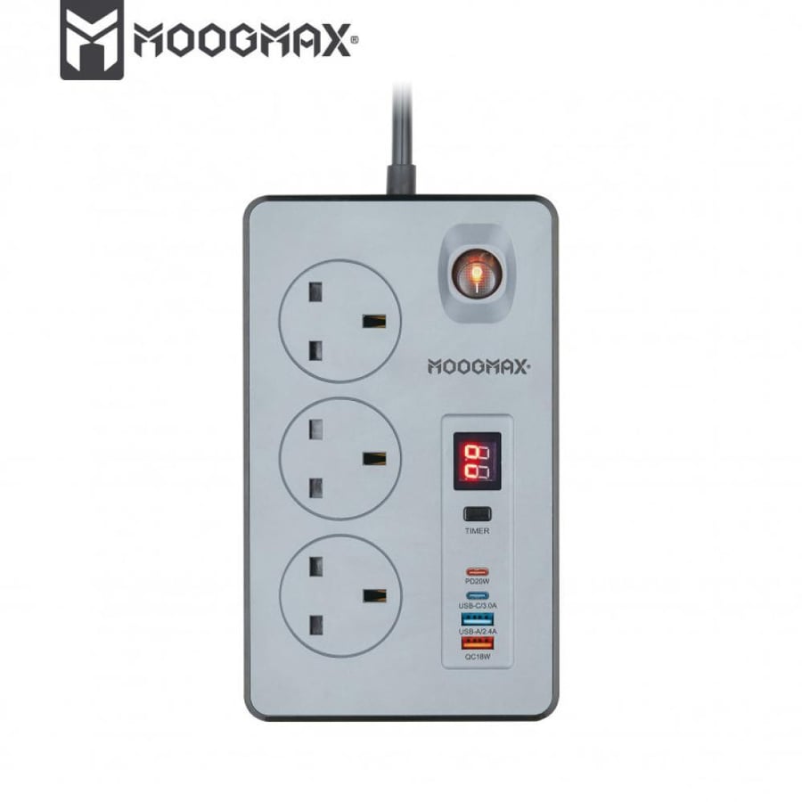 موج ماكس JVARE وصلة كهرباء طول 5 متر - 7 منافذ - 2990 واط - رمادي - MX-EC001