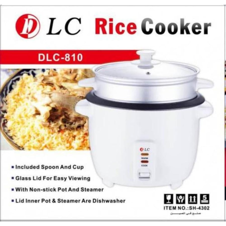 دي إل سي طباخة الأرز - 1 ليتر - 400 واط - أبيض - DLC 810