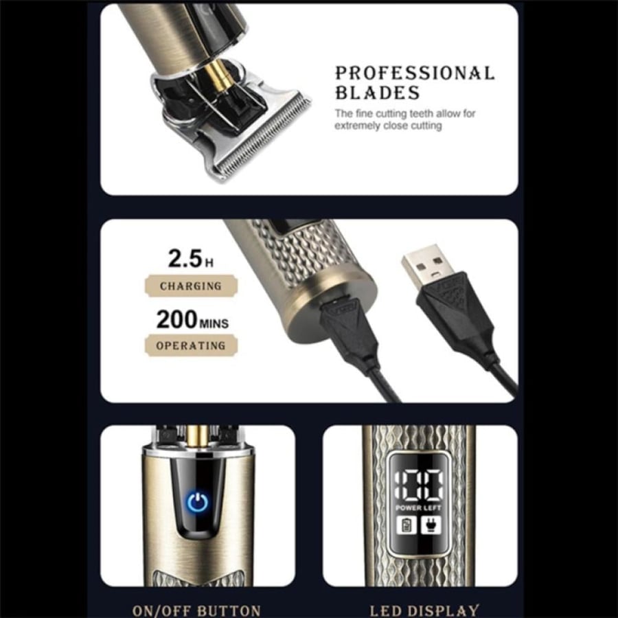 في جي ار Professional ماكينة تشذيب الشعر قابلة للشحن - ذهبي - V983