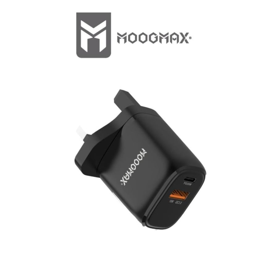 موج ماكس شاحن منفذين - PD 20 واط - أسود - MAX-MX21