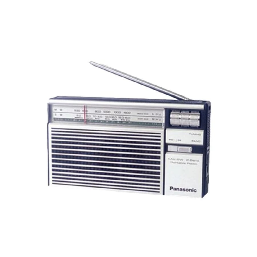 باناسونيك راديو MW-SW محمول يعمل بالبطارية - أسود وفضي - R-218DD