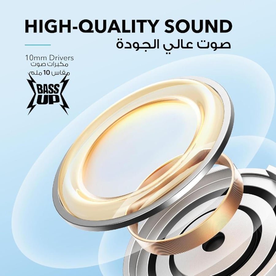 أنكر Soundcore Life U2i سماعات رأس لاسلكية حول الرقبة مع منفذ USB-C -أسود