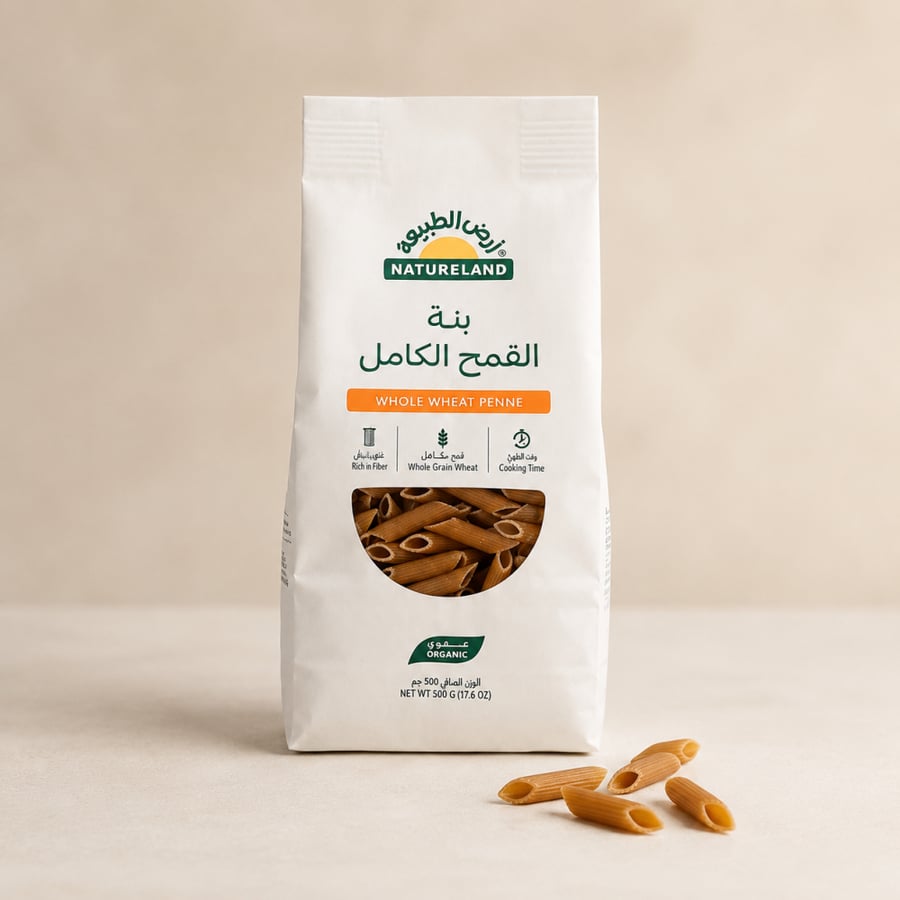 مكرونة بنة القمح الكامل العضوية أرض الطبيعة 500 جرام