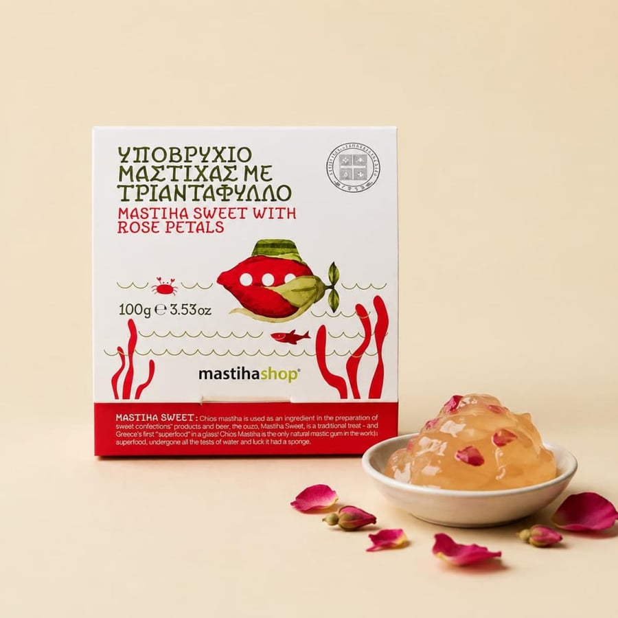 حلوى ماستيكا خيوس ببتلات الورد 100 جرام  Mastiha Sweet