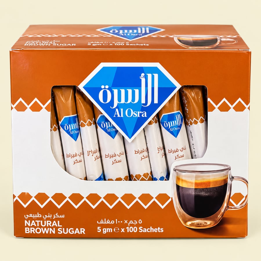 سكر بني الأسرة 100 ظرف  Al Osra Brown Sugar