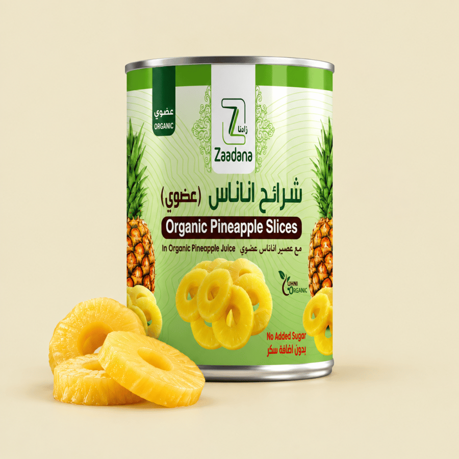 شرائح أناناس عضوية Zaadana مع العصير 400 جرام