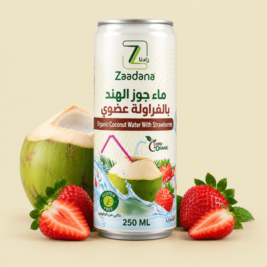 ماء جوز الهند بالفراولة العضوي زادنا 250 مل