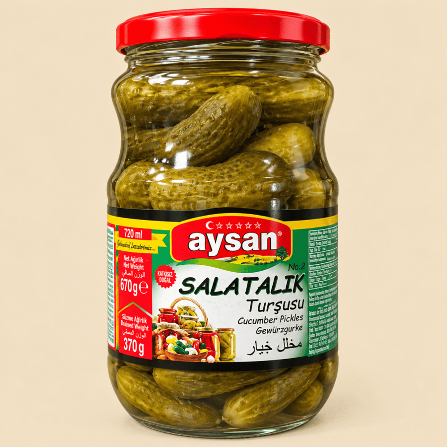 مخلل خيار aysan رقم 2 وزن 670 جرام