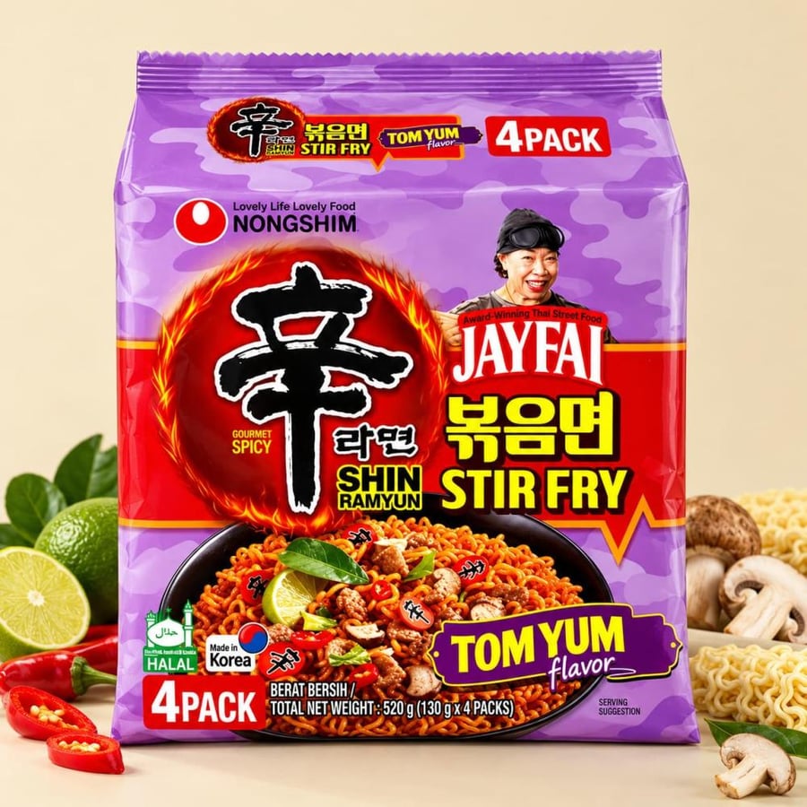رامن توم يوم مقلي نونجشيم شين 4 في 130 جرام Nongshim Shin Ramyun Stir