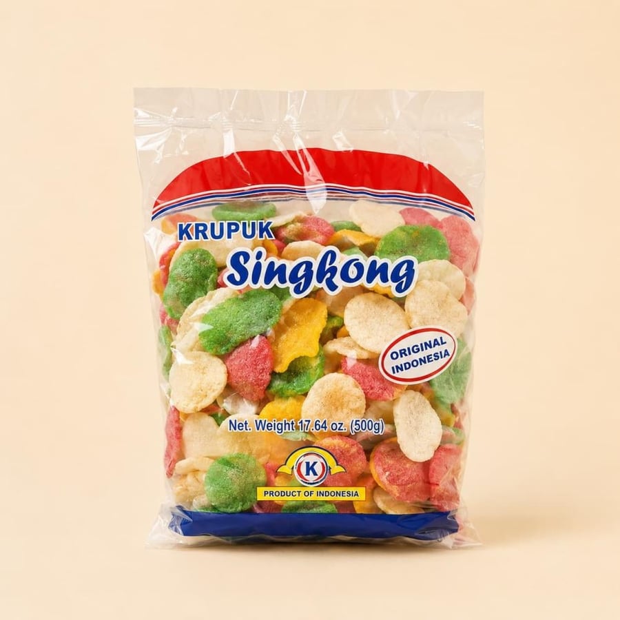 كروبوك الكسافا الإندونيسية الخام للقلي 500 جرام Krupuk Singkong Cass