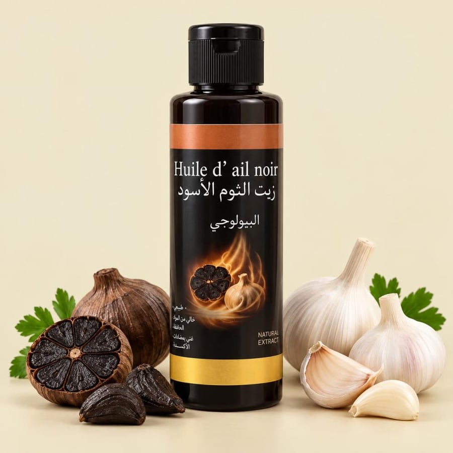 زيت الثوم الأسود البيولوجي العضوي لتكثيف وتقوية الشعر