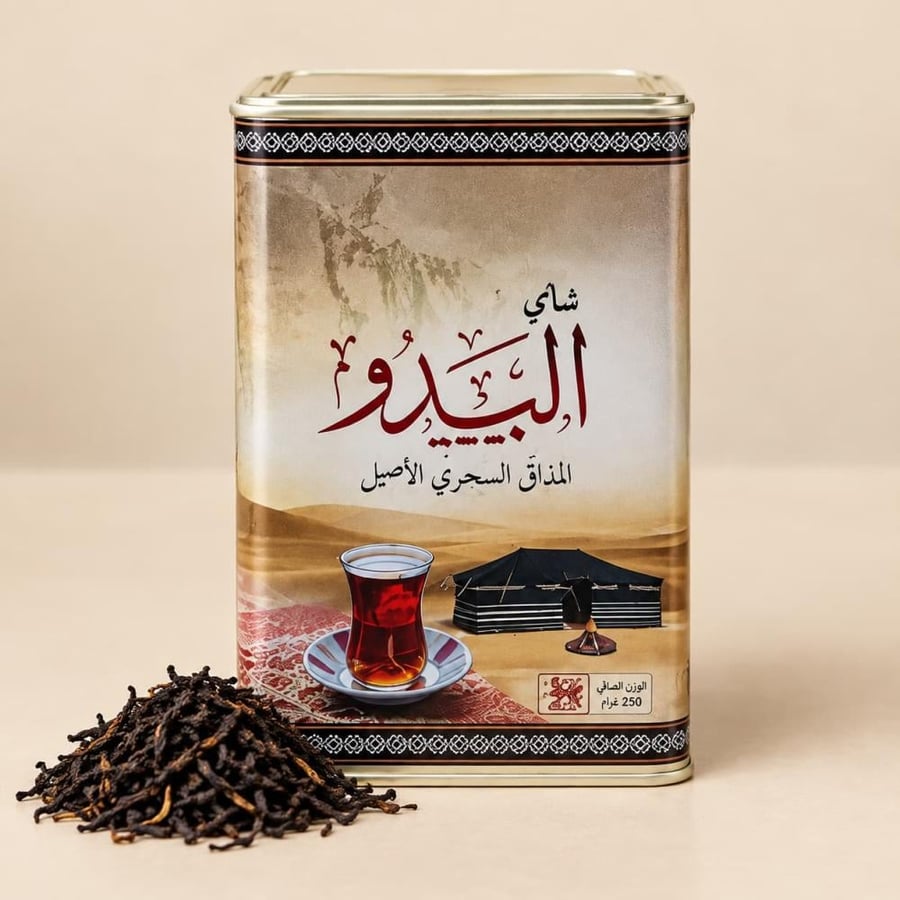 شاي البدو أسود سيلاني OP علبة حديد 250 جم