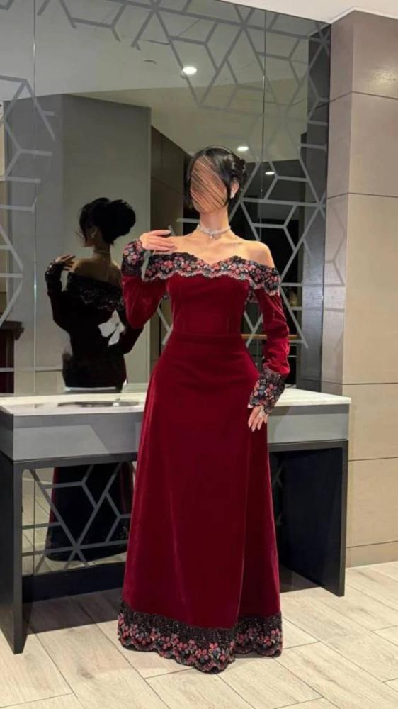 off shoulder evening dress