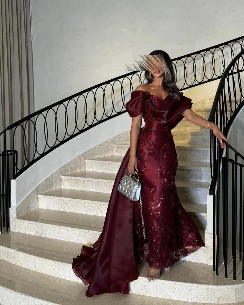 off shoulder evening dress