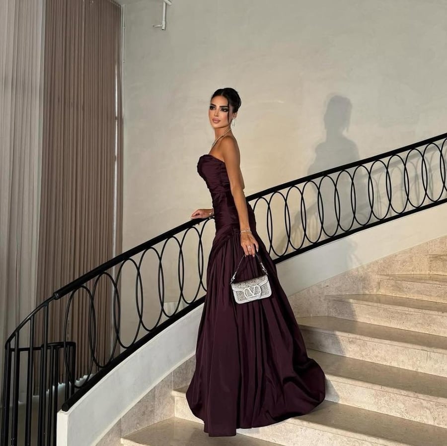 strapless full skirt evening dress