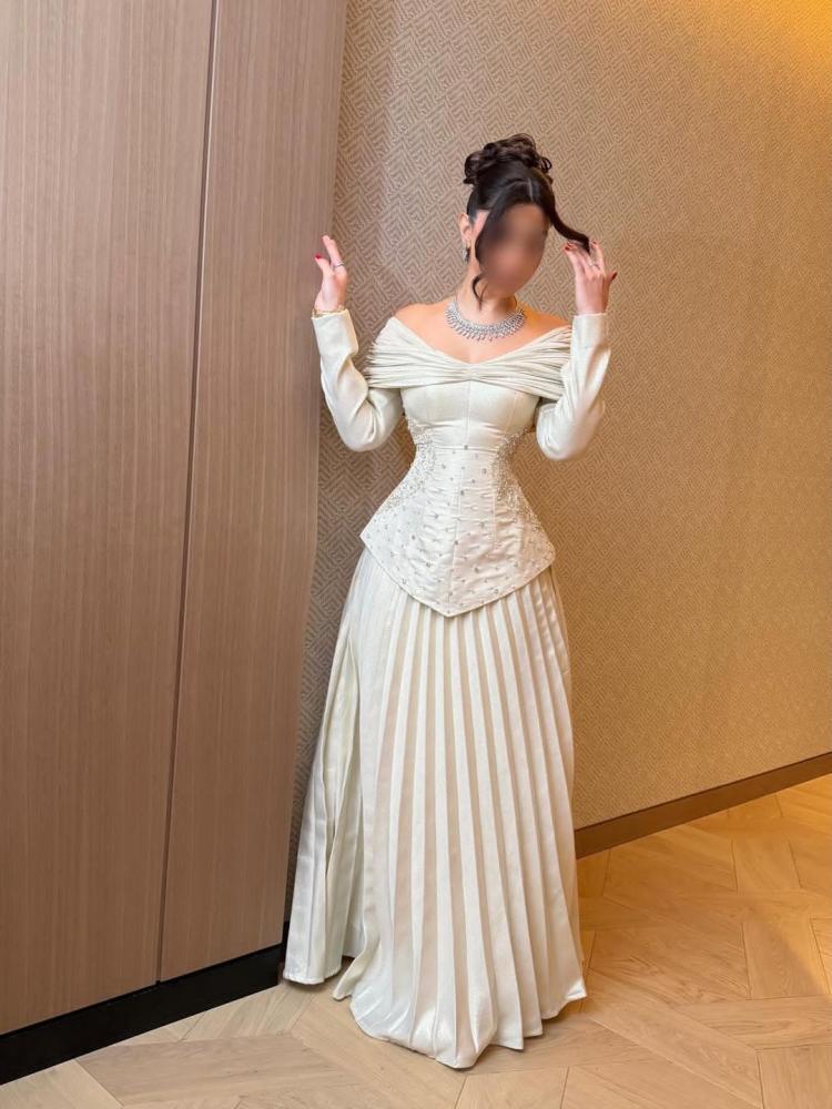off shoulder evening dress