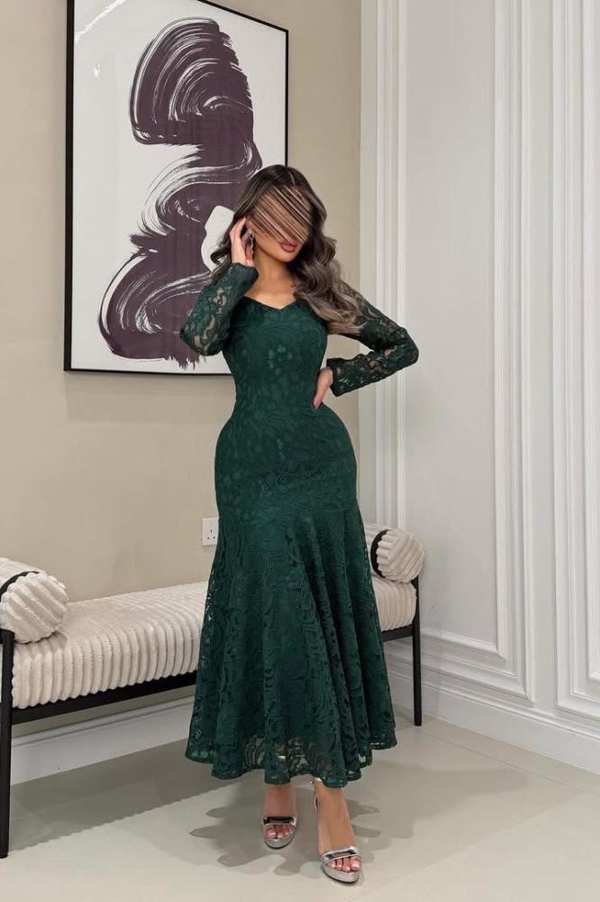 lace long sleeve evening dress
