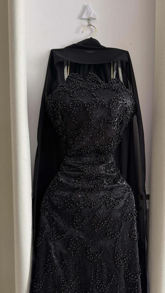 strapless mermaid sequin beaded evening dress