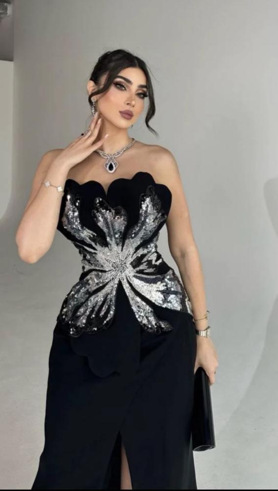 strapless sequin evening dress