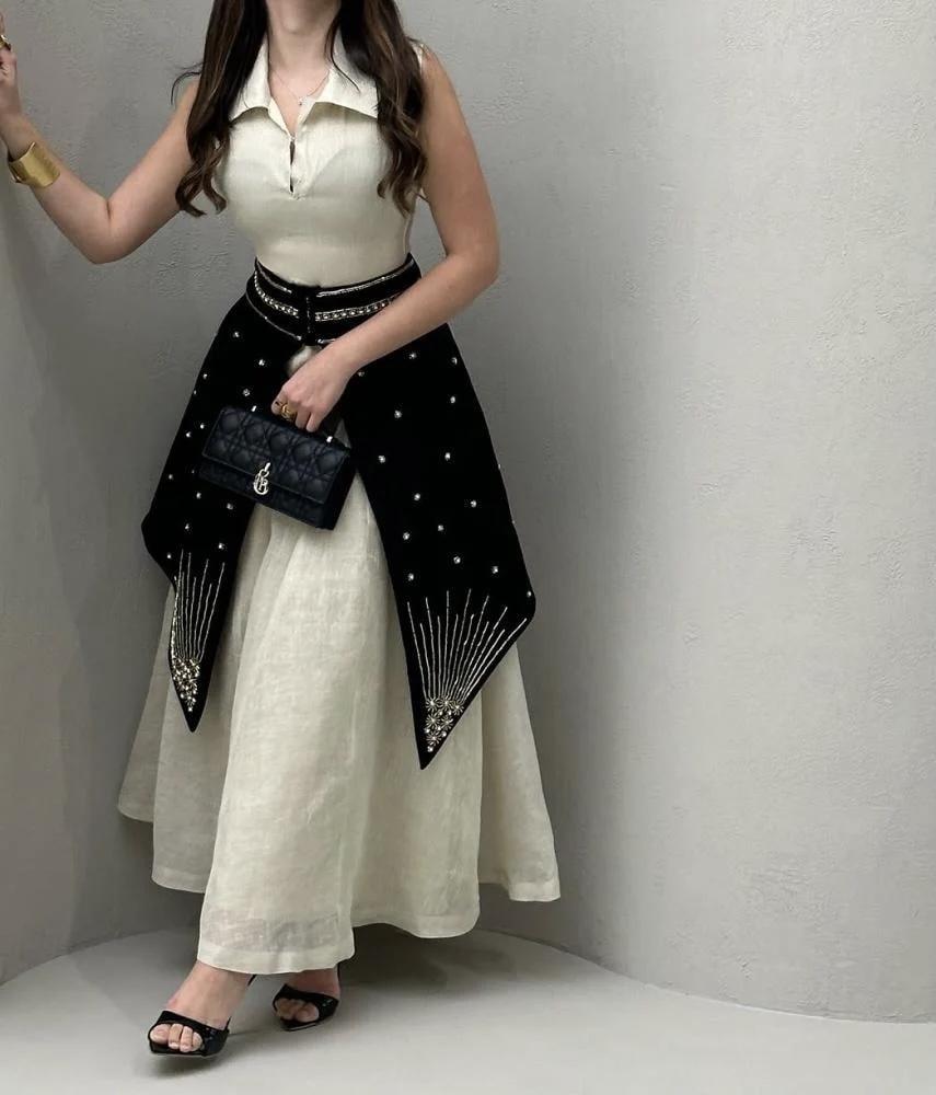 satin beaded full skirt evening dress