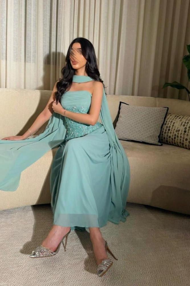 halter cape evening dress