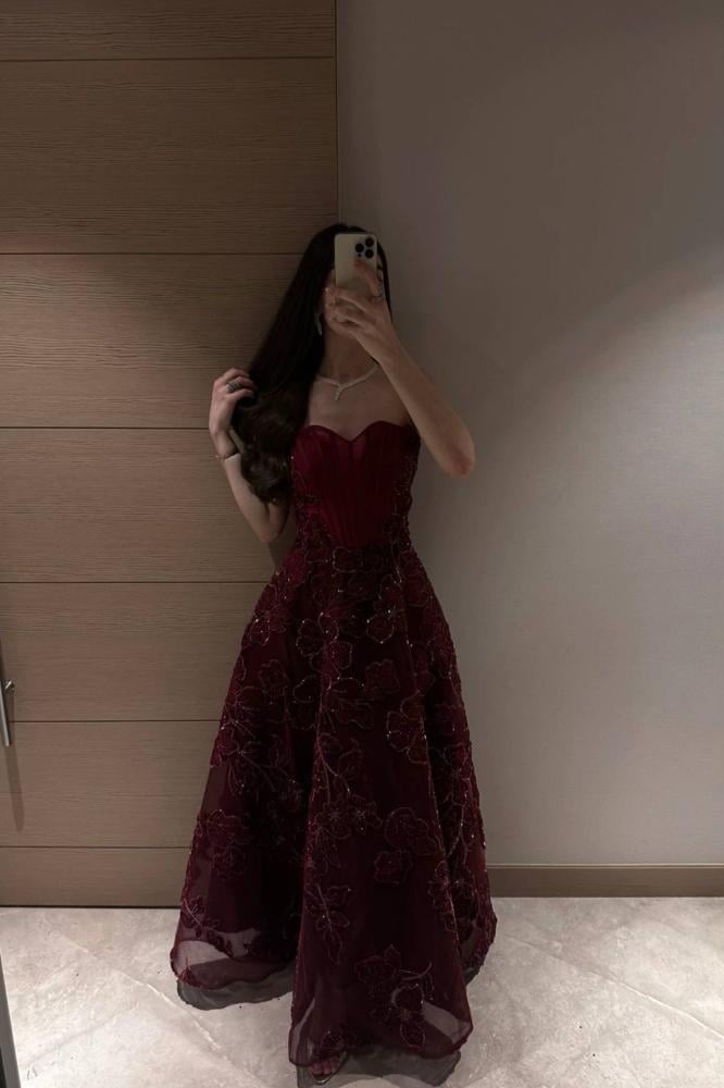 strapless full skirt evening dress