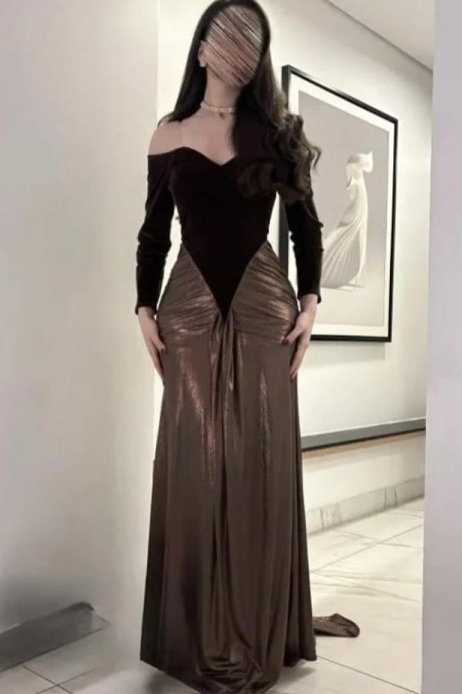 off shoulder evening dress