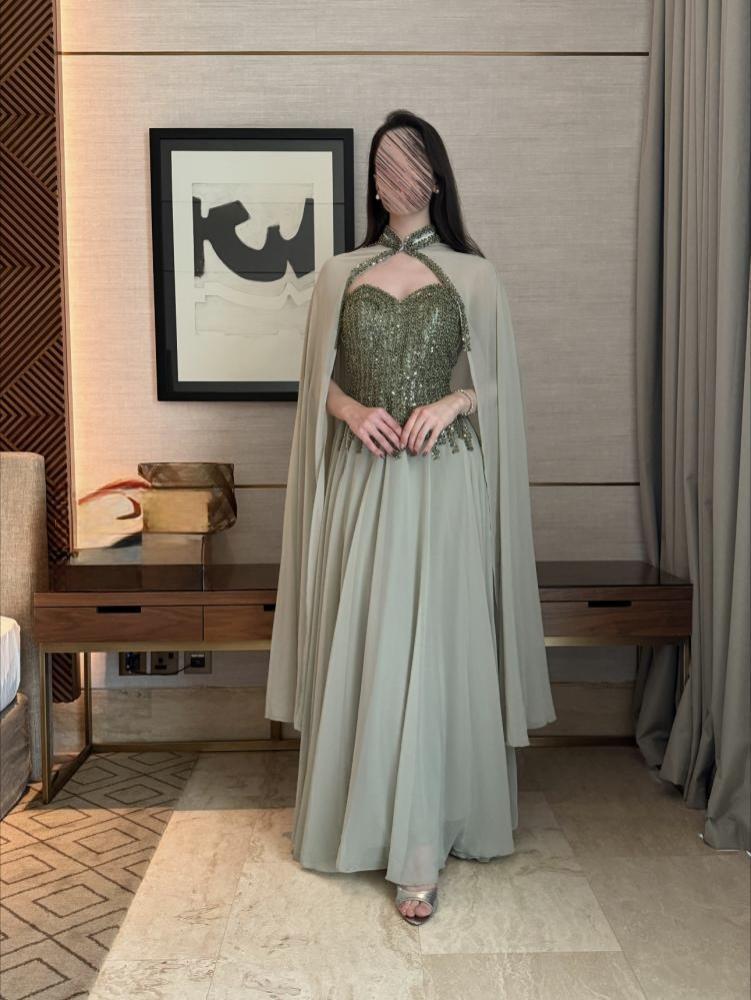 cape evening dress