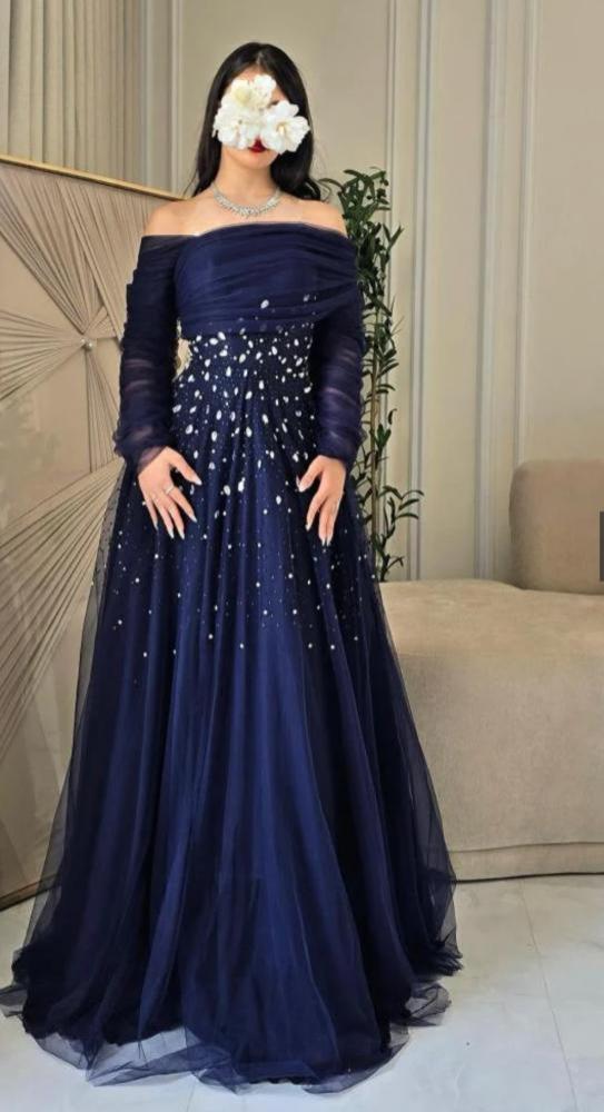 off shoulder evening dress