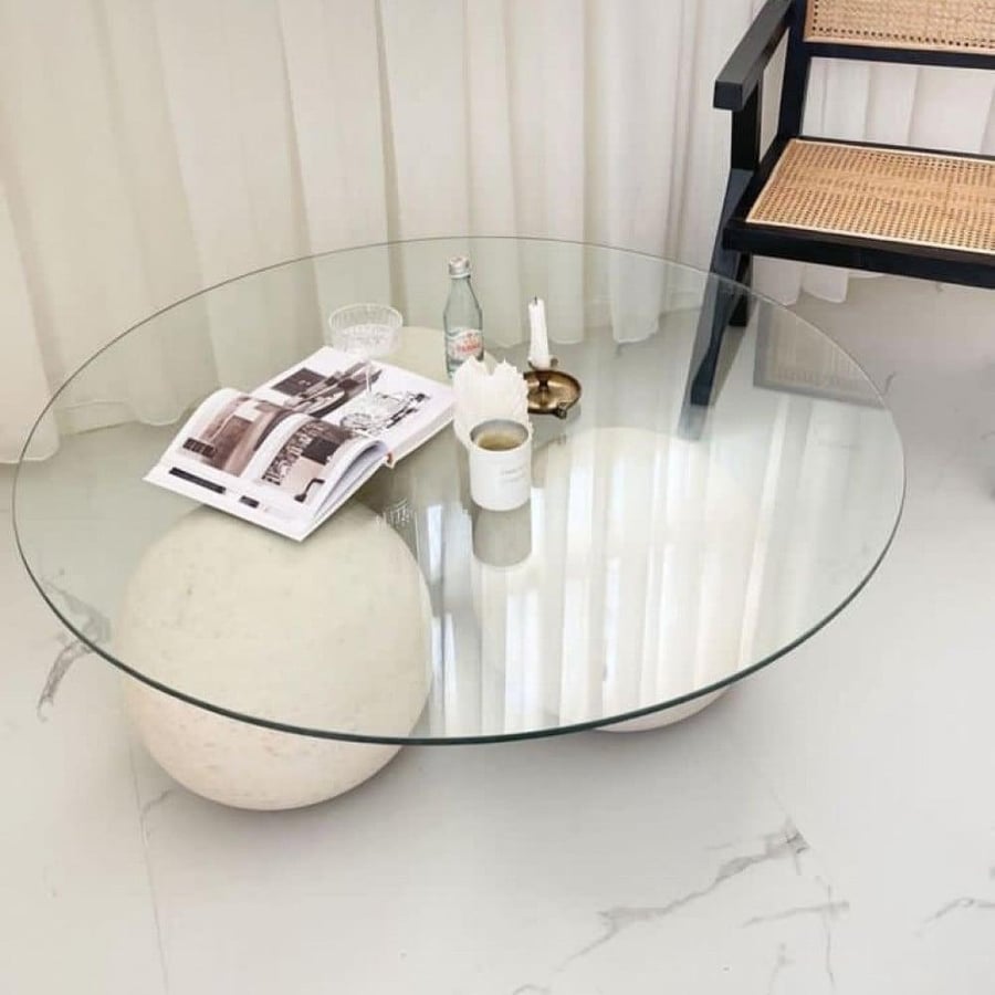طقم طاولات بسطح زجاج