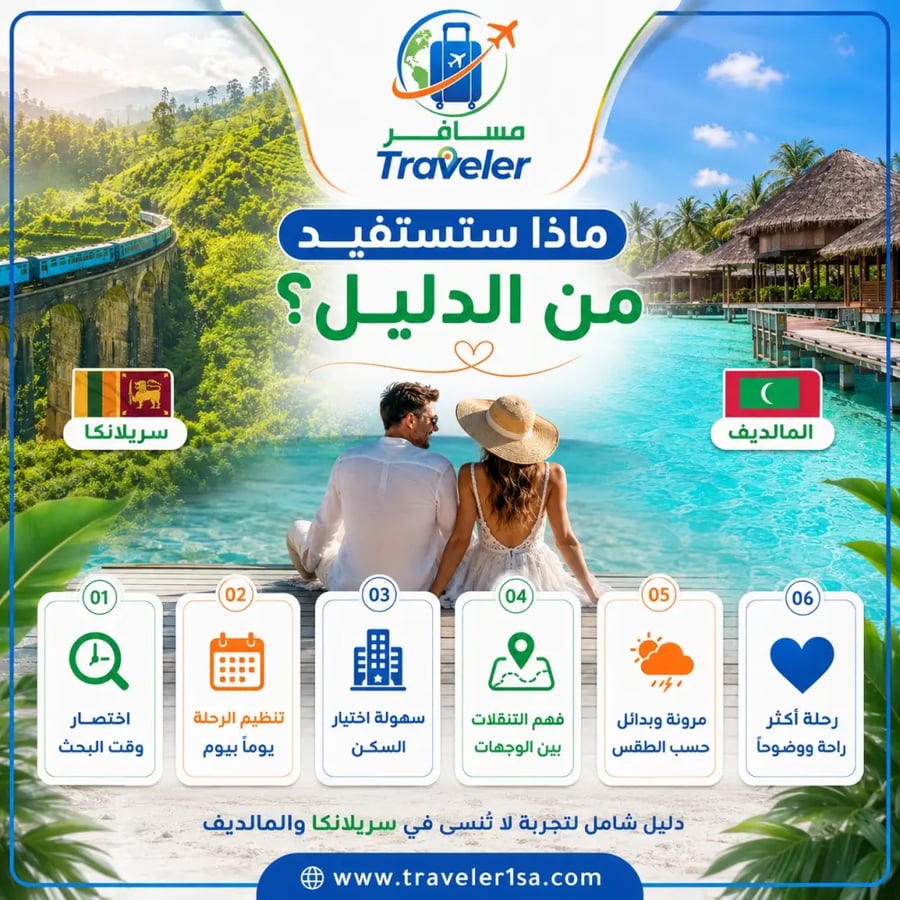 برنامج شهر العسل 15 يومًا في سريلانكا والمالديف