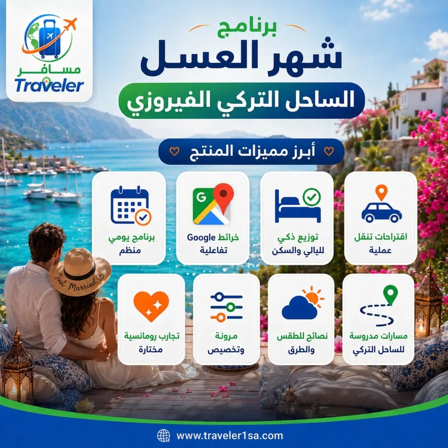 برنامج شهر العسل 9 أيام على الساحل التركي الفيروزي