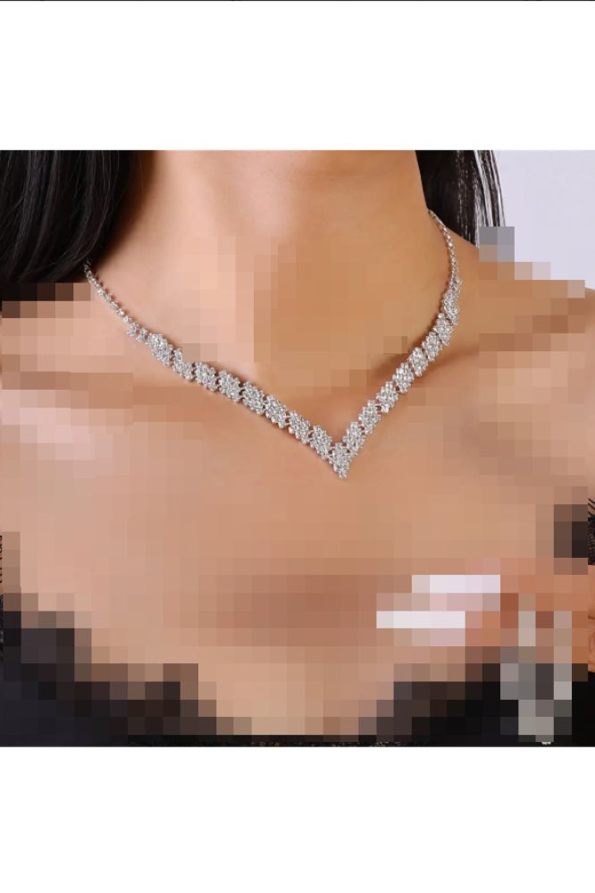 طقم مجوهرات ZT2159 فضي متقدم ومتعدد الاستخدامات يشمل قلادة وأقراط وسوار، مناسب للزفاف