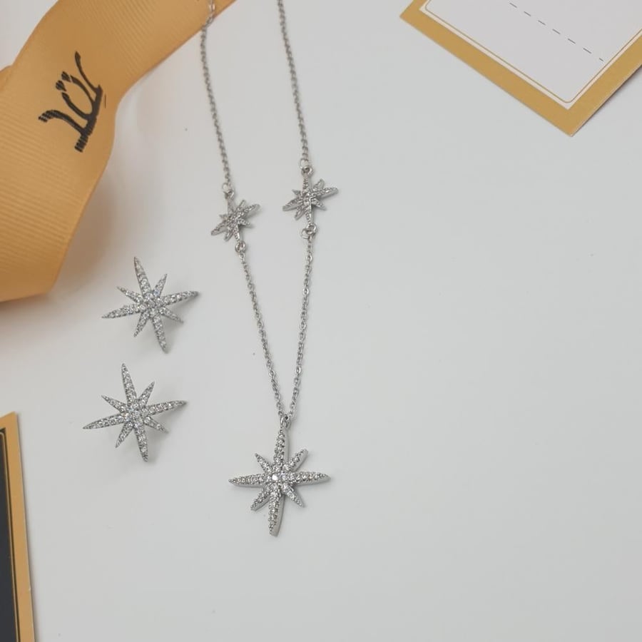Star of the North jewelry set with silver zircon