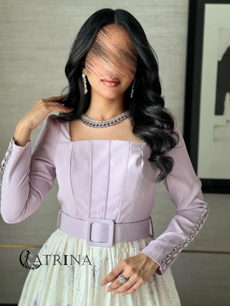 Light purple floral dress with a belt
