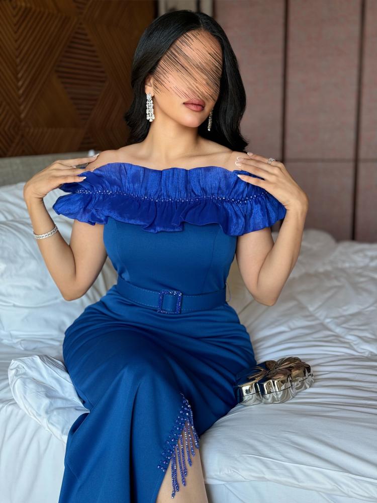 Modern navy evening dress
