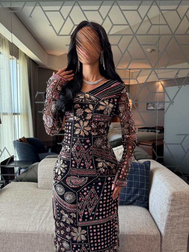 Luxurious black evening dress
