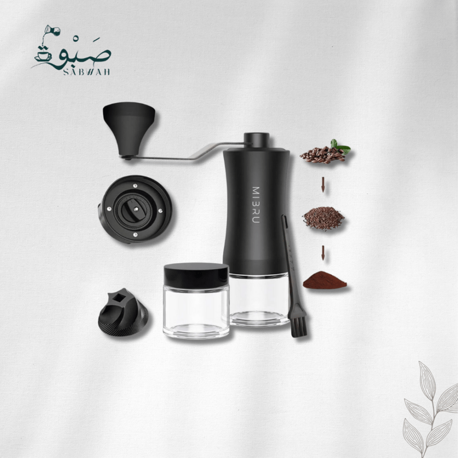 مطحنة يدوية سوداء مع برطمان