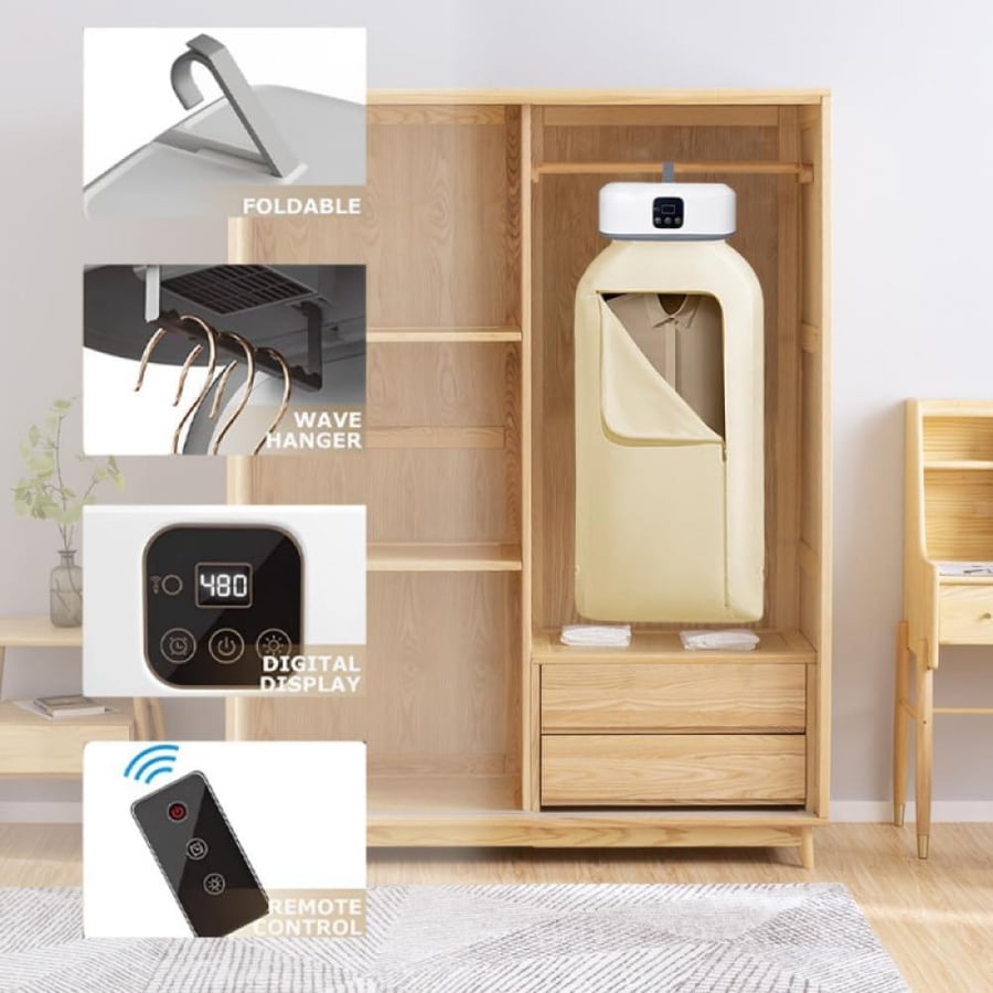 Foldable clothes dryer with remote control