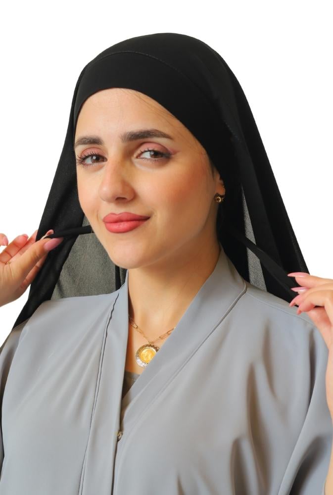 طرحة سادة بربطة اسود 1261