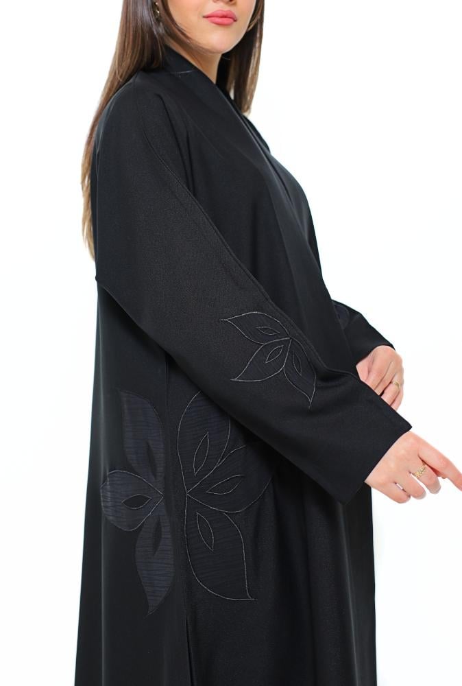 Black embroidered abaya soft