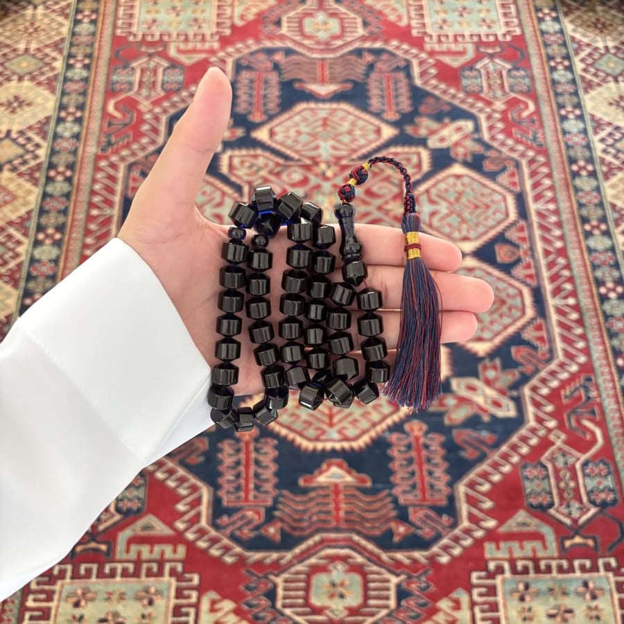 سبحة زعفراني فواح حربا صندوقي كركوشة عنابي وكحلي