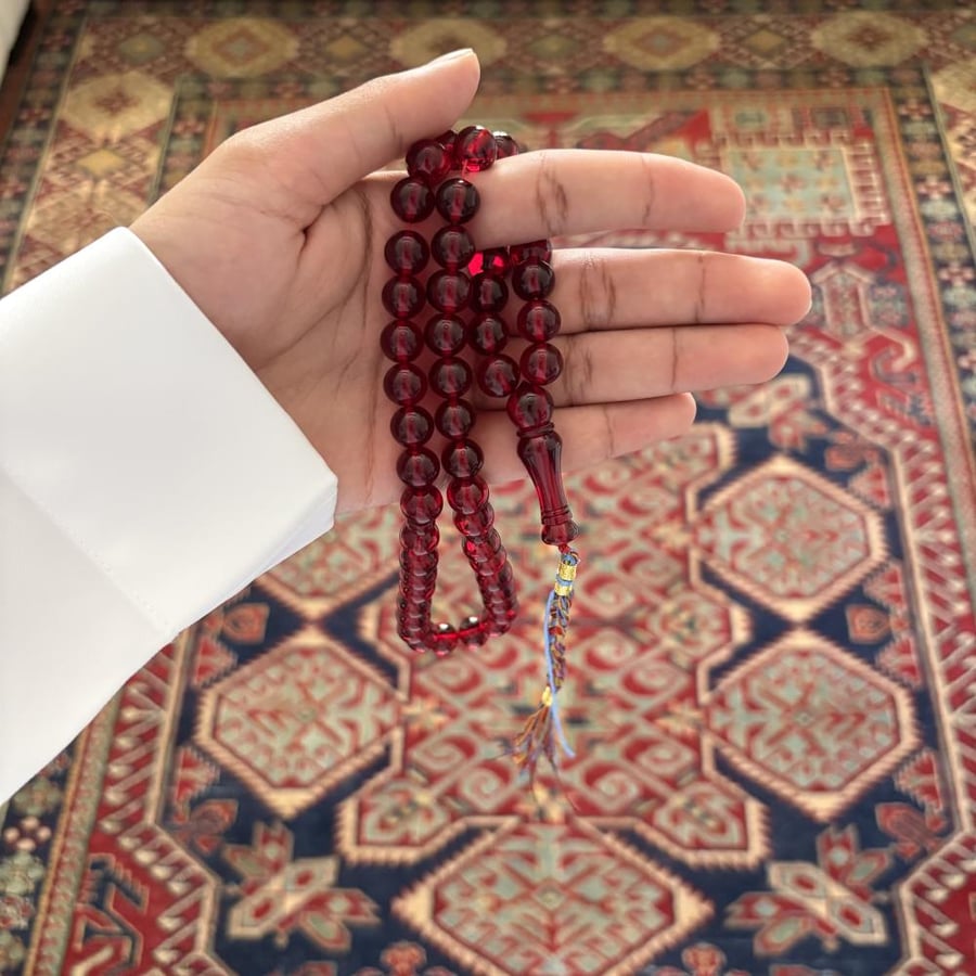 سبحة زعفراني فواح أحمر شكة سماوي