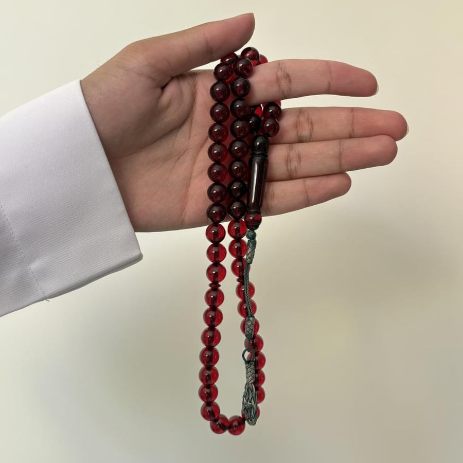 سبحة بكلايت عنابي طربزونة فضة