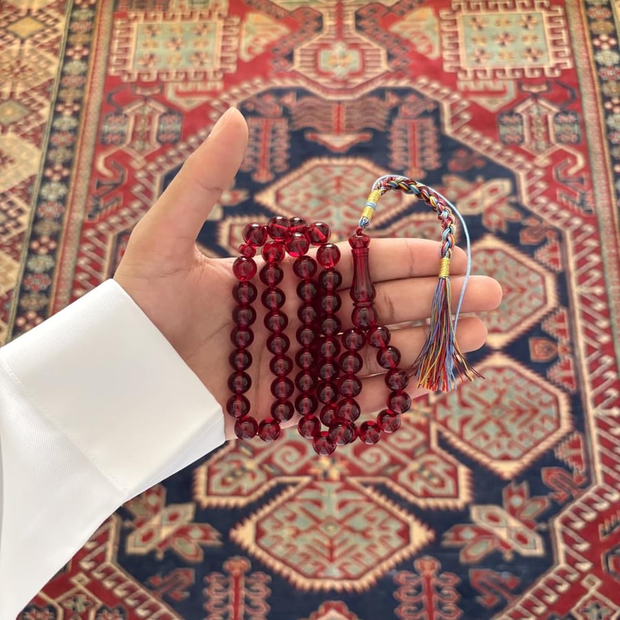 سبحة زعفراني فواح أحمر شكة سماوي