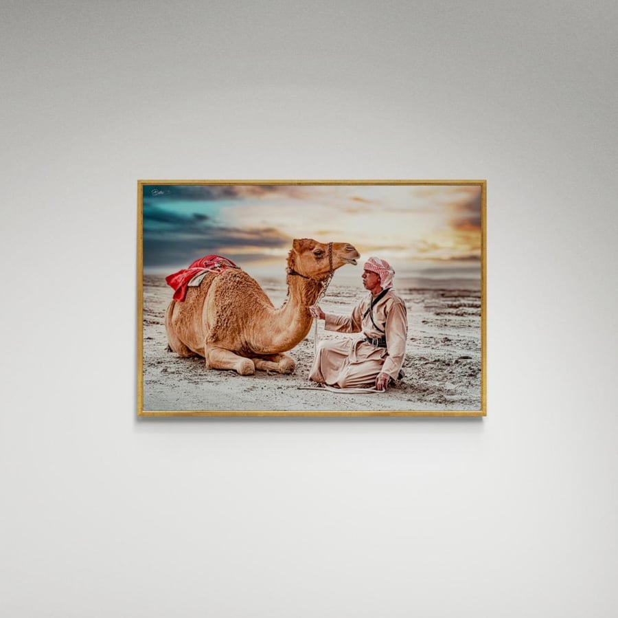Artistic painting of camels and herder - picture (46)