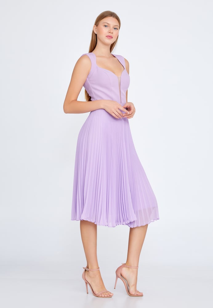 Sleeveless Midi Chiffon Column Regular Cocktail Dress JNM21-147