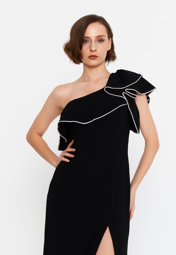 One Shoulder Maxi Viscose Mermaid Regular Wedding Guest Dress MSP77351