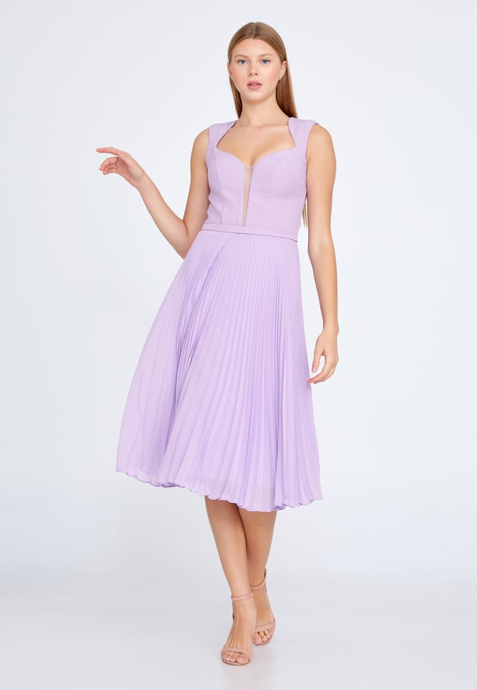 Sleeveless Midi Chiffon Column Regular Cocktail Dress JNM21-147